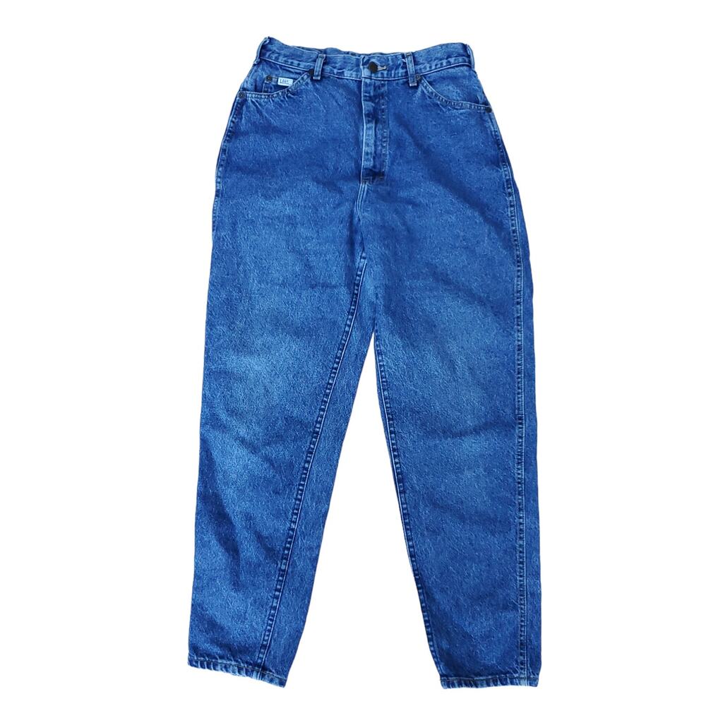 Vintage Lee Blue Jeans Tapered Leg Hi Rise High Waisted 100% Cotton Size 12 Med